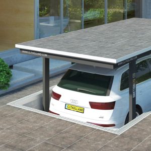 CLT Holland - Down Parker met audi - Situatie inbouw in tuin of oprit afgewerkt met tegels