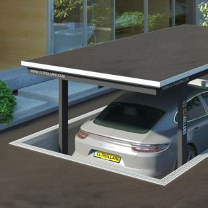 CLT Holland - Down Parker - Situatie inbouw in tuin of oprit afgewerkt met asfalt